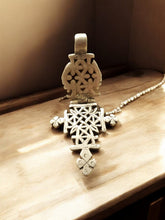 Load image into Gallery viewer, Antique Ethiopian Coptic Christian Cross Maria Theresa silver coin Pendant 
