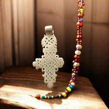 Load image into Gallery viewer, Antique Ethiopian Coptic Christian Cross Maria Theresa silver coin Pendant 
