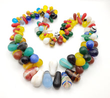 Load image into Gallery viewer, Antique Mixed Strand Africa Mali Large Bohemian Tear Drop Wedding Beads, Vintage African, Beads 1800's, African Trade
