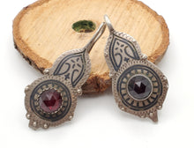Load image into Gallery viewer, Antique Moroccan Old Berber Earrings Silver with Glass Talhakimt,Ethnic Tribal,sliver Earrings,Dangle &amp; Drop, Earrings,Tribal Jewelry,
