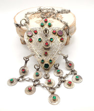 Load image into Gallery viewer, Moroccan Berber silver Coin Pendant Necklace 1960s Coin beads, handmade silver, Necklace, Amazigh/Berber Jewlery
