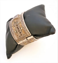 Load image into Gallery viewer, Antique Silver Moroccan Berber enamel glass Bracelet , ethnic tribal, tribal bracelets,Moroccan jewelry, ethnic jewelry, Tuareg bracelets
