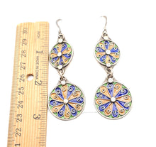 Load image into Gallery viewer, Moroccan Berber Sterling Silver enamels Dangle Earrings, Berber Jewelry, sliver Earrings, Dangle &amp; Drop Earrings,
