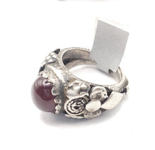 Load image into Gallery viewer, Antique Silver Ancient Carnelian Ring size 6.5 Yemen tribal jewelry,Old silver ,Hand Crafted Silver,Yemen Jewelry ,filigree Jewelry

