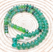 Load image into Gallery viewer, old strand green Vaseline Beads (uranium glass beads) made in Bohemia/Czech Trade Beads- African Trade Beads, 18th centuries,
