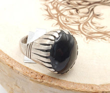 Load image into Gallery viewer, Antique Silver Ancient Carnelian Ring size 8.5 Yemen tribal jewelry,Yemen ring, Agate ring, Middle East jewelry, Islamic ring, Eye of Allah
