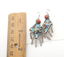 Load image into Gallery viewer, Moroccan Berber Sterling Silver enamels Coral Dangle Earrings ,Berber Jewelry,sliver Earrings,Dangle &amp; Drop Earrings,
