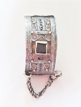 Load image into Gallery viewer, Antique Silver Moroccan Berber enamel glass Bracelet , ethnic tribal, tribal bracelets,Moroccan jewelry, ethnic jewelry, Tuareg bracelets
