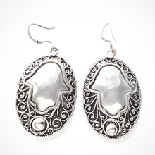 Load image into Gallery viewer, Moroccan Hamsa Earrings Ethnic Triba silver 925,Large Hamsa ,Hand Earrings,Fatima Hand Earrings,Hand Earrings,Sterling Silver Hamsa.
