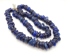Load image into Gallery viewer, Rare Long Strands of Antique Dutch Donut Blue Annular Wound Glass Trade Beads, African Trade, 19th centuries, Trade Beads
