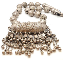 Load image into Gallery viewer, large silver Antique Bedouin tribal Yemeni necklace circa 1930s,ethnic,Middle East, silver ethnic beads,tribal bedouin necklace.
