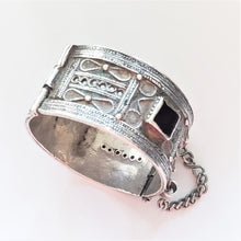 Load image into Gallery viewer, Antique Silver Moroccan Berber enamel glass Bracelet , ethnic tribal, tribal bracelets,Moroccan jewelry, ethnic jewelry, Tuareg bracelets
