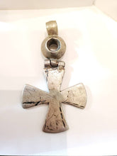 Load image into Gallery viewer, Antique Silver Ethiopian Coptic Cross Pendant: Handmade Tribal Jewelry

