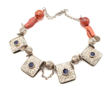 Load image into Gallery viewer, Antique Berber Coral Silver Pendant Necklace: Moroccan Tribal Jewelry
