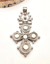 Load image into Gallery viewer, Vintage Ethiopian Cross Pendant: 1800s Coin Silver, Tribal Jewelry
