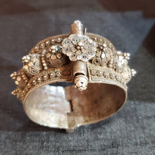Load image into Gallery viewer, Vintage Silver Bedouin Bangle: Yemen Ethnic Tribal Bracelet
