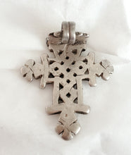 Load image into Gallery viewer, Antique Ethiopian Silver Cross Pendant: Boho Amulet Jewelry
