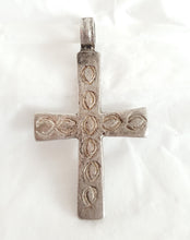 Load image into Gallery viewer, Antique Ethiopian Silver Cross Pendant: Boho Amulet Jewelry
