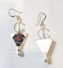 Load image into Gallery viewer, Moroccan Berber Sterling Silver Coral Dangle Earrings
