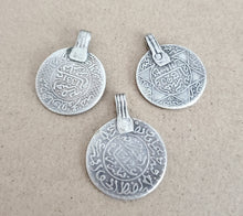 Load image into Gallery viewer, Vintage Moroccan Silver Coin Pendant: Berber Tribal Jewelry, 1953
