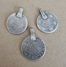 Load image into Gallery viewer, Vintage Moroccan Silver Coin Pendant: Berber Tribal Jewelry, 1953
