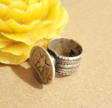 Load image into Gallery viewer, Antique Ethiopian Silver Signet Ring, Size 7.5, Tribal Boho Jewelry
