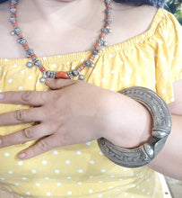 Load image into Gallery viewer, Antique Berber Coral Silver Bead Necklace: Rajasthan Tribal Jewelry
