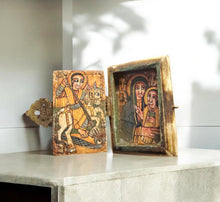 Load image into Gallery viewer, Antique Ethiopian Icon Box: Hand-Painted Coptic Orthodox Art
