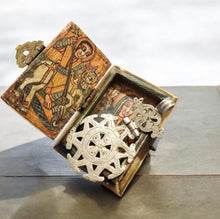 Load image into Gallery viewer, Antique Ethiopian Icon Box: Hand-Painted Coptic Orthodox Art
