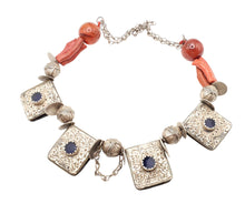 Load image into Gallery viewer, Antique Berber Coral Silver Pendant Necklace: Moroccan Tribal Jewelry
