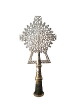 Load image into Gallery viewer, Handmade Ethiopian Orthodox Nickel Processional Cross: Religious Home Decor
