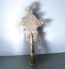 Load image into Gallery viewer, Ethiopian Orthodox Processional Cross: Handmade Nickel Coptic Decor
