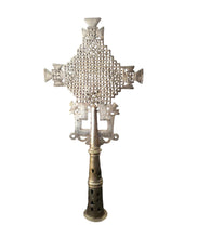 Load image into Gallery viewer, Handmade Ethiopian Orthodox Nickel Processional Cross: Religious Home Decor

