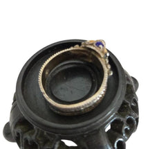 Load image into Gallery viewer, Berber Silver Enamel Talisman Ring: Moroccan Tribal Jewelry, Size 8.5

