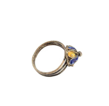 Load image into Gallery viewer, Berber Silver Enamel Talisman Ring: Moroccan Tribal Jewelry, Size 7.5
