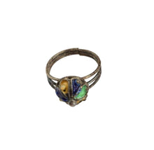 Load image into Gallery viewer, Berber Silver Enamel Talisman Ring: Moroccan Tribal Jewelry, Size 7.5
