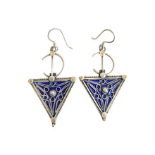 Load image into Gallery viewer, Berber Fibula Sterling Silver Dangle Earrings: Moroccan Jewelry
