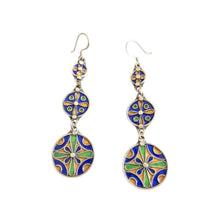 Load image into Gallery viewer, Moroccan Berber Enamel Sterling Silver Dangle Earrings
