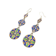 Load image into Gallery viewer, Moroccan Berber Enamel Sterling Silver Dangle Earrings

