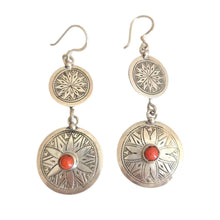 Load image into Gallery viewer, Moroccan Berber Coral Dangle Earrings: Sterling Silver Handmade Jewelry
