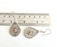 Load image into Gallery viewer, Moroccan Berber Coral Dangle Earrings: Sterling Silver, Handmade
