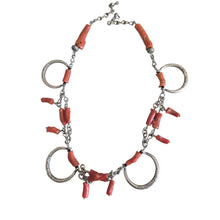 Load image into Gallery viewer, Antique Moroccan Berber Red Coral Silver Pendant necklace Mediterranean,Berber Coral,Ethnic Natural coral,Genuine coral,Coral jewelry
