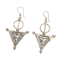 Load image into Gallery viewer, Moroccan Berber Sterling Silver Dangle Earrings: Filigree 925 Jewelry
