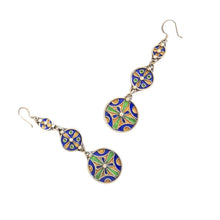 Load image into Gallery viewer, Moroccan Berber Enamel Sterling Silver Dangle Earrings
