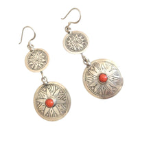 Load image into Gallery viewer, Moroccan Berber Coral Dangle Earrings: Sterling Silver Handmade Jewelry
