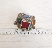 Load image into Gallery viewer, Vintage Berber Silver Enamel Talisman Ring: Moroccan Ethnic Jewelry
