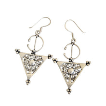 Load image into Gallery viewer, Berber Sterling Silver Dangle Earrings: Moroccan Filigree Jewelry
