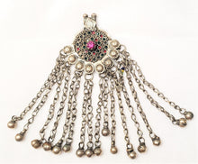 Load image into Gallery viewer, Antique Silver Afghan Kuchi Pendant with Bells tribal jewelryHand Crafted Silver,Pendants Necklace,Ethnic Jewelry,Tribal Jewelry
