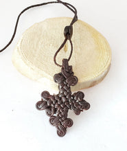 Load image into Gallery viewer, Hand Craft Ethiopian Leather Amulet Leather Cross Necklace,
