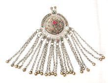 Load image into Gallery viewer, Antique Silver Afghan Kuchi Pendant with Bells tribal jewelry

